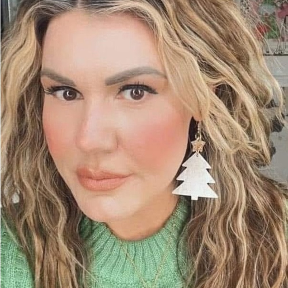 Elegant White Christmas Tree Earrings
